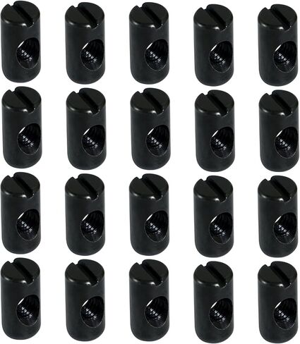 Xadnitu 1/4"-20 Threaded 10mmX16mm Black Barrel Nuts,Carbon Steel with Black Oxide Cross Dowel Hammer Slotted Nuts Hardware Replacement for Furniture Toddler Beds,Baby Cribs,Futon Bunk Bed (25) in Saudi Arabia