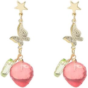 Cute Strawberry Stud Earrings Fruits Small Stud Earrings Red Enamel Lifelike Strawberry Earrings Summer Birthday Jewelry Gifts for Girls