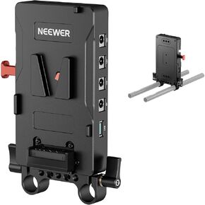 NEEWER V Mount Battery Plate with Super Clamp Mount Pole Holder and D Tap to 3 Pin XLR Cable for Continuous Video Lighting Power Supply Only for NEEWER Light FS Series FS150B FS230B, PS008 K1