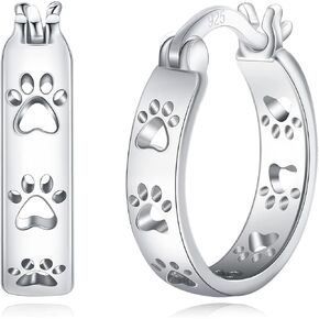 Paw Earrings 925 Sterling Silver Paw Print Leverback Dangle Earrings Cat Dog Jewelry Gifts for Womens Girls lovers