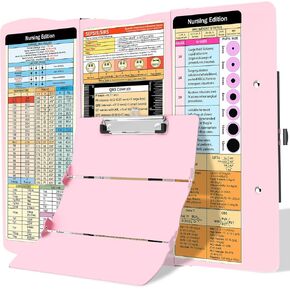 Nursing Clipboard Foldable Clipboard Medical: Nursing Edition Cheat Sheets Aluminum 3 Layers Foldable Clipboard Nursing Pocket Size Profile Clip Nurse Clipboard Notepad for Nurses Students and Doctors