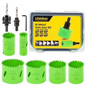 Hole Saw Kit, Bi-Metal Hole Saw Set,6 PCS Hole Saw Blades 3/4" to 2-1/8" (19-54mm), 11pcs Bi-Metal Hole Saw Kit with Hex Key, Hole Saw for Soft Wood, Plywood, Drywall, PVC