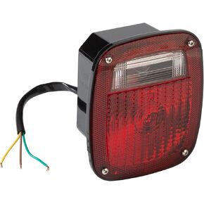 Grote 50972-5 Red Three-Stud Peterbilt Chevrolet Jeep GMC Stop Tail Turn Light with Pigtail (with License Window)