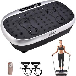EILISON Bolt Vibration Plate Home Exercise Machine with Loop Bands for Weight Loss, Toning, and Wellness Home Workouts, 350 Pound Capacity, Silver