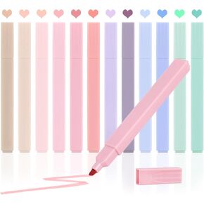 12Pcs Pastel Highlighter Set, Aesthetic Highlighters, Bible Highlighter, Cute Highlighters, No Bleed Bible Highlighters Pastel (12 Colors)