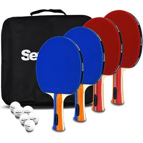 Senston Ping Pong Paddles Family Entertainment 4-Pack Table Tennis Paddle, Ideal for Entertainment or Competition - Ping Pong Set with Advanced Speed, Control and Spin.
