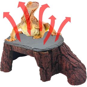 Bearded Dragon Basking Platform, Leopard Gecko Humid Hide, Reptile Hide Cave with Heat Storage Slate Stone, Crested Gecko Basking Rock, Hideout for Turtle Ball Pythons Lizard Snake Style B