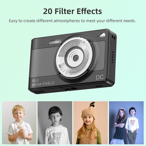 كاميرا رقمية، كاميرات رقمية FHD 1080P للأطفال والأولاد والبنات، كاميرا رقمية صغيرة الحجم للنقطة والتقاط مع تكبير 16X مضادة للاهتزاز وبطاقة 32 جيجابايت، كاميرا صغيرة للأطفال، باللون الأخضر in Kuwait