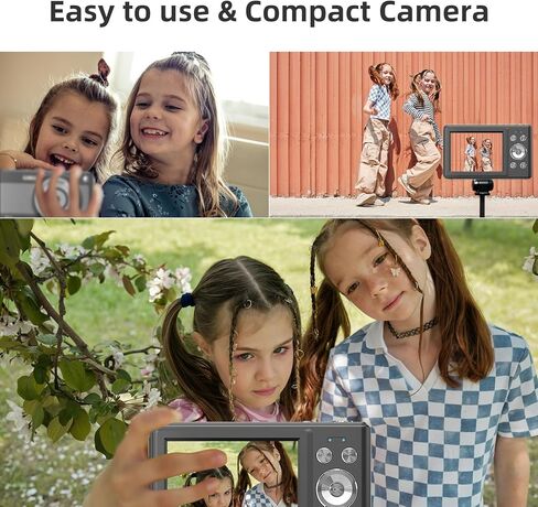 كاميرا رقمية، كاميرات رقمية FHD 1080P للأطفال والأولاد والبنات، كاميرا رقمية صغيرة الحجم للنقطة والتقاط مع تكبير 16X مضادة للاهتزاز وبطاقة 32 جيجابايت، كاميرا صغيرة للأطفال، باللون الأخضر in Kuwait