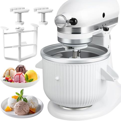 Ice Cream Maker Attachment for KitchenAid Stand Mixer, 2 Quart Frozen Yogurt Ice Cream & Sorbet Gelato Maker Bowl Fits for 4.5 Qt and Larger Stand Mixers, Not for Artisan Mini 3.5Qt Mixer in Saudi Arabia