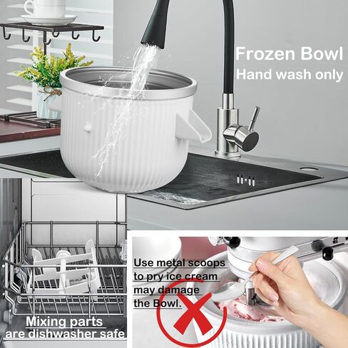 Ice Cream Maker Attachment for KitchenAid Stand Mixer, 2 Quart Frozen Yogurt Ice Cream & Sorbet Gelato Maker Bowl Fits for 4.5 Qt and Larger Stand Mixers, Not for Artisan Mini 3.5Qt Mixer in Saudi Arabia