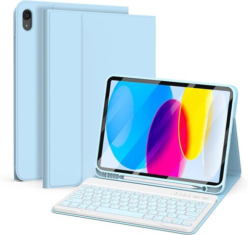 besky Keyboard Case for iPad 11th/10th Gen 11 Inch & 10.9 Inch, Light Blue in Kuwait