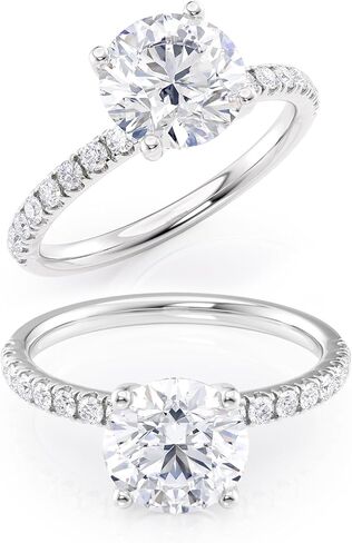 خاتم خطوبة مويسانيتي من 2 إلى 6 قيراط للنساء - 1/4 قيراط من الألماس الطبيعي المستدير - خاتم ذهب عيار 14 قيراط (G-H/SI، G-H/SI، cttw، DEW) مقاس وعد الزفاف من 4 إلى 11 صنع في الولايات المتحدة الأمريكية in Kuwait