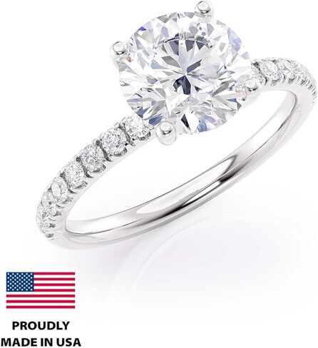 خاتم خطوبة مويسانيتي من 2 إلى 6 قيراط للنساء - 1/4 قيراط من الألماس الطبيعي المستدير - خاتم ذهب عيار 14 قيراط (G-H/SI، G-H/SI، cttw، DEW) مقاس وعد الزفاف من 4 إلى 11 صنع في الولايات المتحدة الأمريكية in Kuwait