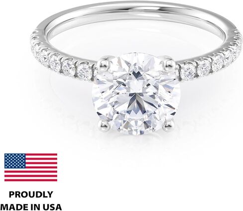 خاتم خطوبة مويسانيتي من 2 إلى 6 قيراط للنساء - 1/4 قيراط من الألماس الطبيعي المستدير - خاتم ذهب عيار 14 قيراط (G-H/SI، G-H/SI، cttw، DEW) مقاس وعد الزفاف من 4 إلى 11 صنع في الولايات المتحدة الأمريكية in Kuwait