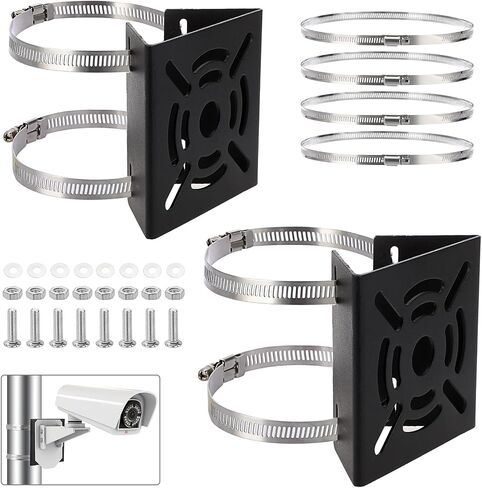 Sumnacon Camera Pole Mount Bracket-2Pcs Stainless Steel Pole Mount Adapter Brackets with Loops,Sturdy Camera Mount Bracket for Pole Post,Universal Pole Mount Bracket for CCTV Security Camera Ptz Dome in Kuwait