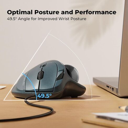 PORLEI Trackball Mouse Wired, RGB Ergonomic Mouse with Comfort Design, Easy Thumb Control, Precision and Smooth Tracking, Compatible for PC, Laptop, Mac, Windows in Saudi Arabia