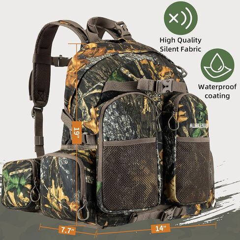 Hunting Backpack for Men Camo Hunting Day Pack for Rifle Bow 35L | Silent fabric, Daypack for Rifle Bow Carry System, Waterproof Camo ，Versatile and roomy，Hunting gifts for men Hunting gear in Saudi Arabia