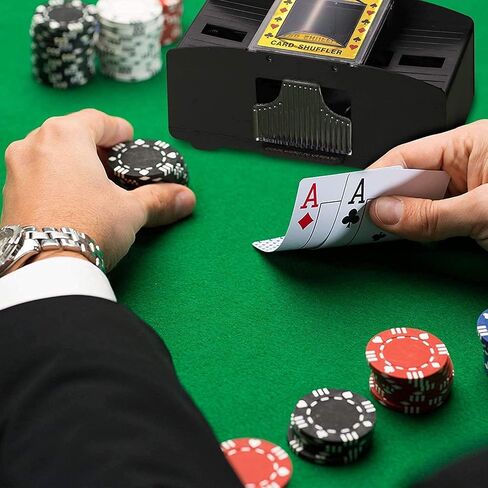 Card Shufflers USB/Battery Operated Casino Automatic Playing Cards Shuffler Electric Poker Shuffling Machine for UNO Card Game Night 1-2 Decks in Saudi Arabia