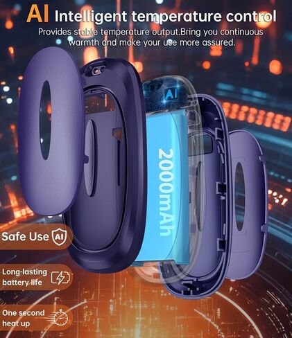 AI Hand Warmers Rechargeable 2 Pack,4000mAh Rechargeable Hand Warmer, with 10000mAh Charging Case, Protable Pocket Heater, Gifts for Christmas,Camping,Hunting in Saudi Arabia