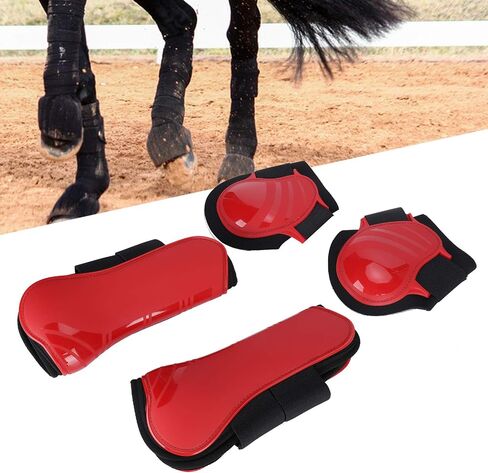 EVTSCAN 1 Pair Horse Support Boots, PU Secure Leg Protection Horse Tendon Boots Breathable Wrap Less Sweat and Rubs Equestrian Equipment(L-Red) in Saudi Arabia