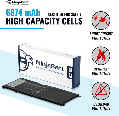 NinjaBatt Battery F3YGT for Dell Latitude 7480 7490 7280 7290 7380 7390 7000 12 13 14 Series DM3WC P29S002 P73G002 DM6WC 2X39G KG7VF 451-BBYE 453-BBCF - High Performance [7.6V/60Wh] in Saudi Arabia