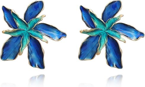 Colorful Dripping Oil Flower Floral Enamel Statement Stud Earrings Jewelry for Women Girls in Saudi Arabia