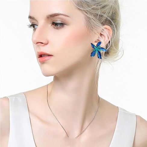 Colorful Dripping Oil Flower Floral Enamel Statement Stud Earrings Jewelry for Women Girls in Saudi Arabia