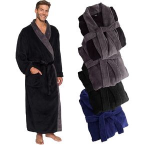 Ross Michaels Mens Robe Plush Big and Tall - Long Fleece Spa Bath Robe with Pockets - Bathrobe Gift for Men and Teens
