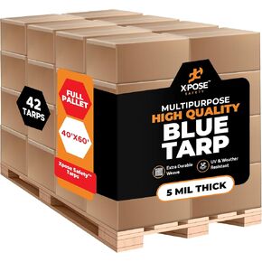 Better Blue Poly Tarp - 5' X 7' - Multipurpose Protective Cover, Leightweight, Durable, Waterproof, Weather Proof - 5 Mil Thick Polyethylene - by Xpose Safety