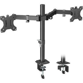 Dual Monitor Mount, Dual Monitor Stand for Two 17"-32" Flat/Curved Computer Screens, Fully Adjustable Dual Monitor Arms Hold up to 17.6lbs, VESA 75x75/100x100mm, C-Clamp/Grommet Base, White