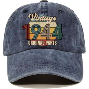 Pishovi Vintage 1934 Original Parts Fun Washed Blue Baseball Cap, 90th Birthday Vintage Denim Blue Baseball Cap Adjustable Caps for Men, 90th Birthday Retirement Gifts for Men Women