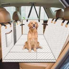 Dog Car Seat Cover for Back Seat, Dog Car Bed Cover with Strong Hard Bottom, Car Back Seat Extender for Dogs, Dog Hammock for Car SUV Truck,4 Panels Black