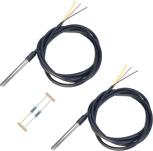 DS18B20 حساس درجة الحرارة مع محول الأسلاك، 5 قطع، لاردوينو، ESP32، ESP8266، راسبيري بي in Kuwait