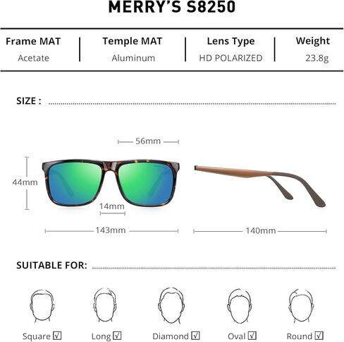 نظارات شمسية رياضية مربعة للرجال من MERRY'S نظارات شمسية مستقطبة للقيادة in Kuwait