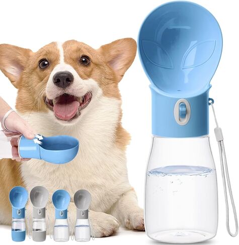 زجاجة مياه للكلاب، مادة آمنة للاستخدام في غسالة الأطباق، زجاجة مياه للكلاب مضادة للتسرب، موزع مياه للحيوانات الأليفة للأنشطة الخارجية والمشي لمسافات طويلة والتخييم (رمادي، بدون حاوية طعام) in Kuwait