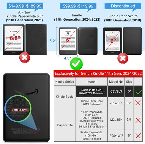 CoBak Case for All New Kindle 11th Generation 2022 Release Only - Ultra Slim PU Leather Smart Cover with Auto Sleep and Wake, Premium Protective Case for Kindle Basic in Kuwait