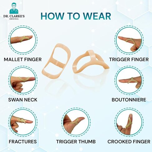 Dr. Clarke's Original Wishbone Finger Splints - Size 7, 8, 9 - 3 Pack - Finger Splint, Thumb Splint, Trigger Finger Splint For Thumb, Middle, Pinky or Ring Finger - Finger Hand Brace for Arthritis, in Saudi Arabia