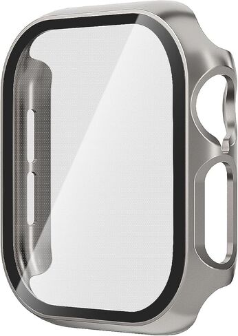 حافظة Yitork مكونة من قطعتين لساعة Apple Series 10 مقاس 46 ملم مع واقي شاشة مدمج، وملحقات غطاء وجه كامل صلب عالي الدقة لواقي شاشة Iwatch للرجال والنساء، ذهبي in Kuwait