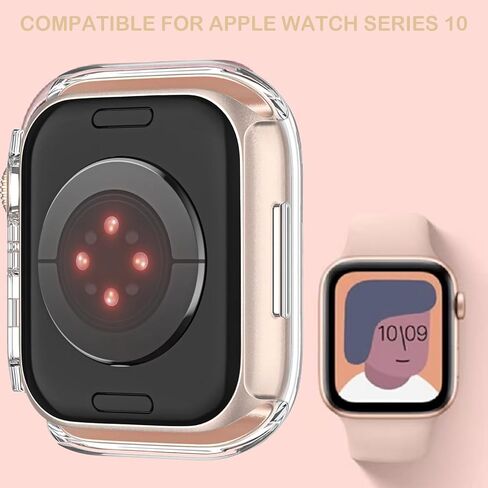 حافظة Yitork مكونة من قطعتين لساعة Apple Series 10 مقاس 46 ملم مع واقي شاشة مدمج، وملحقات غطاء وجه كامل صلب عالي الدقة لواقي شاشة Iwatch للرجال والنساء، ذهبي in Kuwait