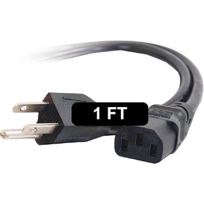C2G Power Cord, Replacement Power Cable, 3 Pin Connector, Universal Power Cord, 5-15P to C13, 18 AWG, Black, 6 Feet (1.82 Meters), Cables to Go 03133