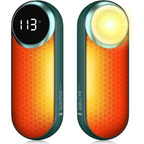 Hand Warmers Rechargeable,12000mAh Electric Hand Warmers with Light, 2 Pack Pocket Hot Hands Reusable Up to 20 Hours, Double Sided Heat Portable Heater for Hunting, Camping Gear, Stocking Stuffers