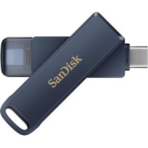 SanDisk 256GB Phone Drive - The 2-in-1 USB for iPhone,iPad, and Computer - Flash Drive with Lightning and USB Type-C Connectors, Metallic Sky - SDIXD0N-256G-GN6NE