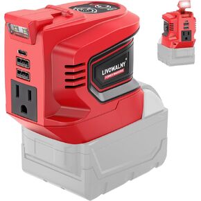 200W Power Inverter for Dewalt 20V Max Battery, Battery Inverter DC 20V to AC 110V-120V, Portable Power Adapter AC Adapter with a 5AH Battery & a Charging Station & 2 USB-A & 1 Type-C & 1 AC