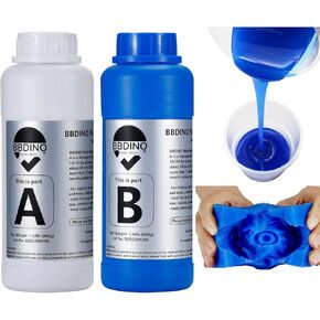 BBDINO Silicone Mold Making Kit - Silicone for Mold Making 30A - Platinum Liquid Mold Making Silicone 2 Gals + Tools Kit- 1A:1B Mixing- Ideal for Resin Molds, Silicone Molds, Soap Molds Sapphire Blue
