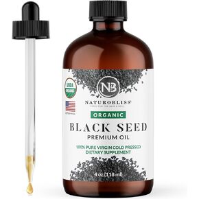 Organic Black Seed Oil 100% Virgin Cold Pressed Omega 3 6 9 Super Antioxidant for Immune Support, Joints, Mobility, Digestion, Hair & Skin Vegan, Gluten-Free, Non-GMO USDA Certified 16oz