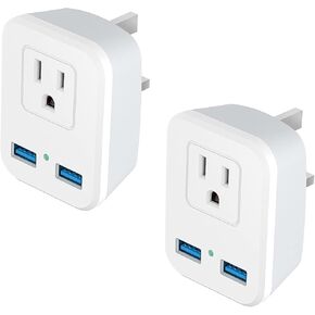 Key Power European Travel Plug Adapter, 1 AC Outlet with Dual USB Charging Port International Power Adapter for US to Most of Europe, EU,Spain, Iceland, France, Germany(Type C)