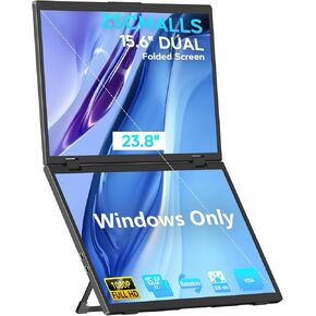 ZSCMALLS 2.5K Dual Monitor(Wins Only), Triple Laptop Screen Extender, 15.6" QHD Folding Stacked Portable Dual Monitor, USB C Travel Extended Computer Display, 180°Rotation, Plug & Play for Laptops