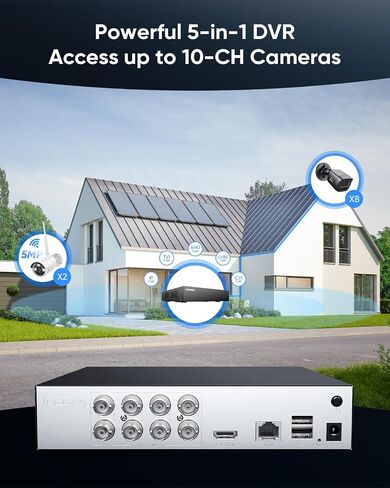 SANNCE 8-Channel 1080P Wired Home Surveillance Security Camera System DVR Recorder with 1TB Hard Disk Drive, Human Detection, Standalone DVR Video Recorder CCTV Support 5-in-1 CVBS/AHD/TVI/CVI/IP in Kuwait