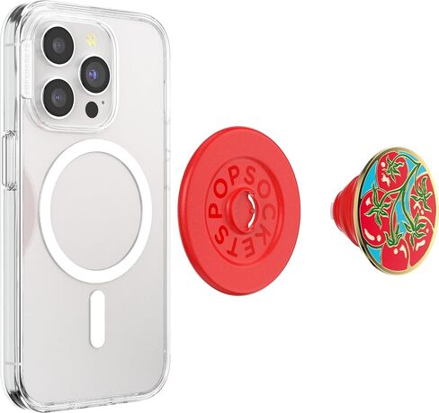 مقبض هاتف دائري من PopSockets متوافق مع MagSafe، يتضمن حلقة محول، حامل هاتف، متوافق مع الشحن اللاسلكي - Pomodoro in Saudi Arabia